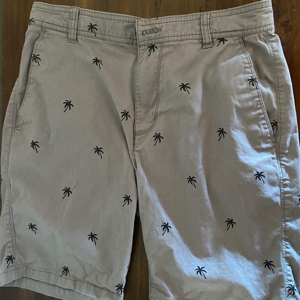 Paper denim and cloth palm tree shorts